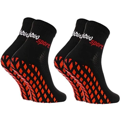 Image of Rainbow Socks Women Men Terry Sport Non Slip Ankle 2 Pairs Black Size UK 10 11,5 / EU 44 46
