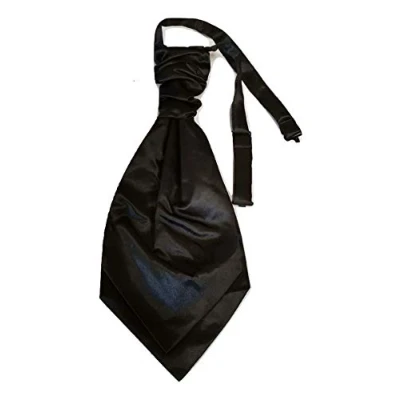 Image of Kids Boy Children Satin Wedding Ruche Cravat Tie Party Event (Black)