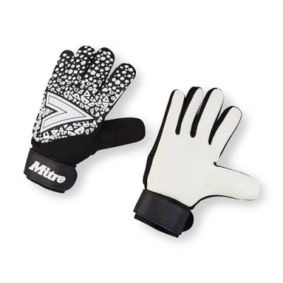 Image of Mitre Magnetite Junior Goalkeeper Gloves Be Football Match Ready Extra Comfort, Black/White, Size 4