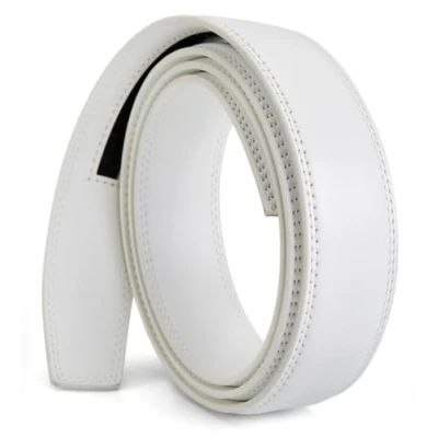 Image of Nelbons Men&#039;s Leather Ratchet Belt Strap Only 35mm 1 3/8,Leather without Buckle…(F White 1,130CM/UP TO Waist:44&#039;&#039;)