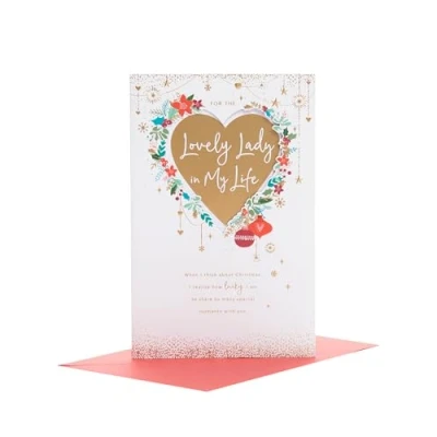 Image of UK Greetings Christmas Card for Her/Partner Gold Heart Design