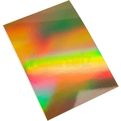Image of PaperCutz Gold Rainbow Holographic Card 250GSM (5 Sheets, A4)