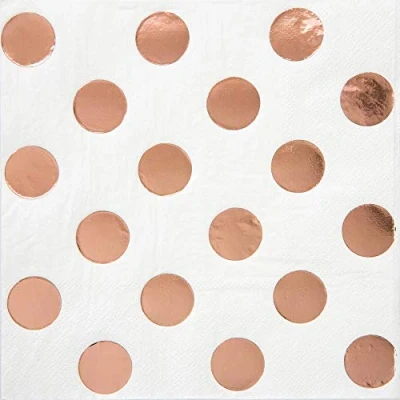 Image of Elegant Rose Gold Foil Dots Beverage Napkins (16cm) Premium Stamping Design Perfect for Parties &amp; Special Events 16ct