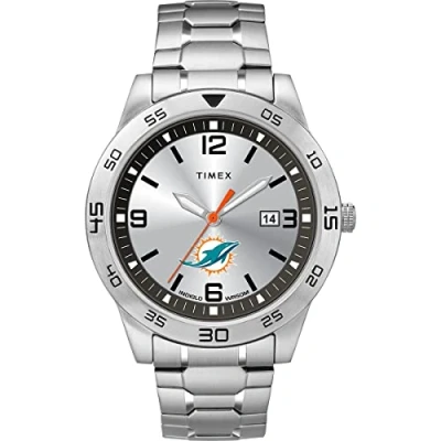 Image of Timex x NFL Men&#039;s Citation Dolphins Silver Analog Watch