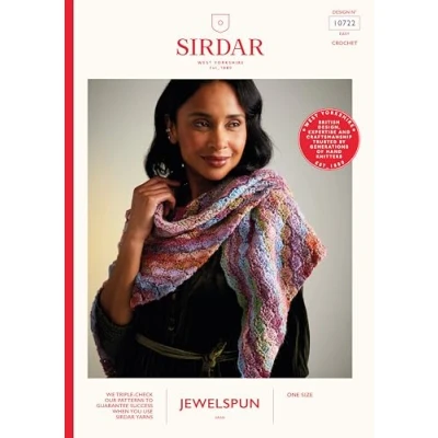 Image of Sirdar Jewelspun Aran Crochet Pattern 10722 Ladies Shawl