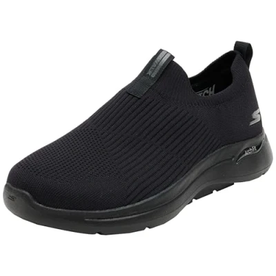 Image of Skechers Men&#039;s Gowalk Arch Fit stretchfit Athletic Slip on Casual Loafer Walking Shoe Sneaker, Black, 10.5 UK