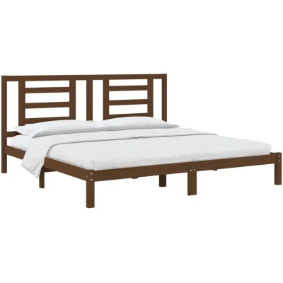 Image of vidaXL 3103956 Bed Frame without Mattress Honey Brown Solid Wood 200x200 cm (810040+818593)