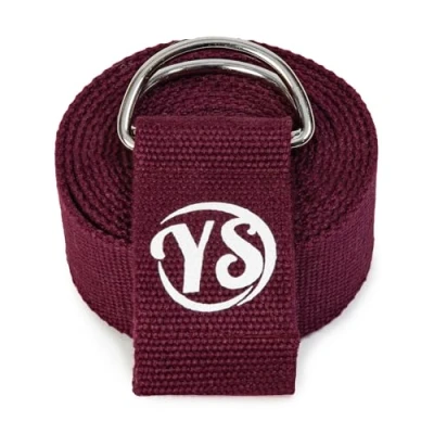 Image of Yoga Studio Strap, 2.5m (8.2ft) Extra Long Durable Organic Cotton Adjustable Stretching D Ring Belt, Exercise, Pilates, Dance, Workout, Gym, Physical Therapy (Raspberry)