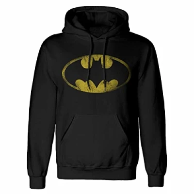 Image of DC Batman Distressed Jumbo Logo Adults Black Hoodie Large