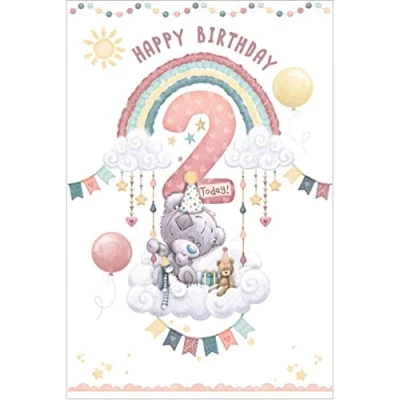 Image of Me to You Bear 2nd Birthday Girl Tiny Tatty Teddy Card,pinkyellowwhitepeachgrey,122 x 203 mm