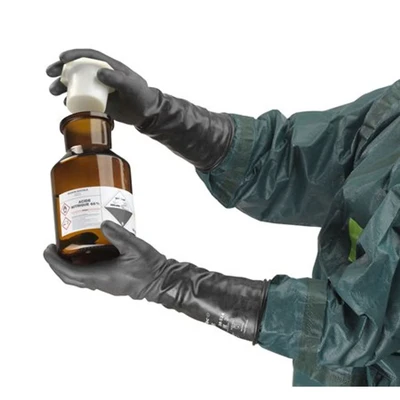 Image of Ansell AlphaTec 38 514 Chemical Resistant Gloves in Butyl, Maximum Protection for Heavy Duty Work, Flexible and Comfortable Design, Industrial PPE Workwear, Latex Free, Size M (1 Pair), Black