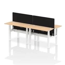 Image of Air B2B 1200x600mm Adjustable 4P Bench Desk CP Maple/White + Screen