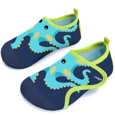 Image of Kids Water Shoes Boys Toddles Baby Beach Swim Aqua Pool Swimming Socks Quick Dry Non Slip for Children&#039;s Barefoot Shoes（Octopus Bluegreen 22/23）