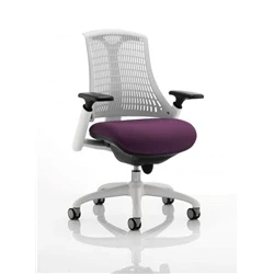 Image of Flex Task Operator Chair White Frame Back Bespoke Colour Seat Tansy Purple