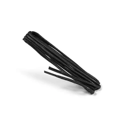Image of Kaps Waxed round Thin Laces, 2 mm quality 100% cotton shoe laces for casual and fashion footwear, made in Europe, 1 pair (60 cm 24 inch 3 to 4 eyelet pairs / 91 Black)