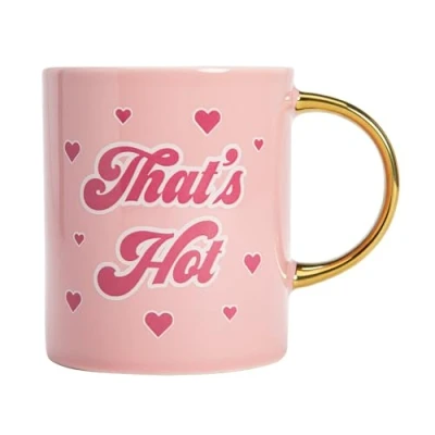 Image of FACKELMANN Paris Hilton That&#039;s Hot Ceramic Mug 450ml Stylish Coffee Saying, Ideal for Everyday Use, Not Microwave Safe