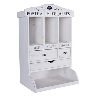 Image of Palazzo mxa088 Wall Cabinet Shabby Chic 57 cm White Letter Holder Shelf Antique Cupboard