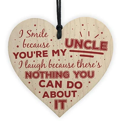 Image of RED OCEAN Uncle Birthday Gifts Presents Wooden Heart Plaque Keepsake Christmas Thank You