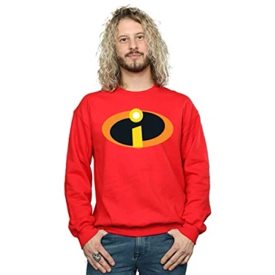 Image of Disney Men&#039;s The Incredibles Costume Logo Sweatshirt Red Large
