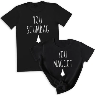 Image of Your Scumbag You Maggot Christmas Matching Couples Set Sweater or T Shirt Black