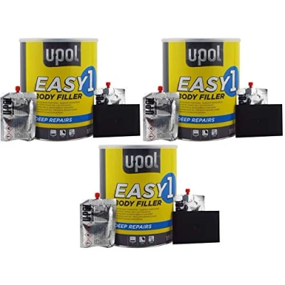 Image of Easy One U Pol 3 x Car Body Filler 3L Litre Easysand Polyester Bodyfiller Steel &amp; GRP Surfaces Pack of Cans [9 Litres in total]
