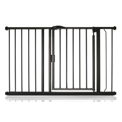 Image of Safetots Pressure Fit Self Closing Stair Gate, 118.2cm 125.2cm, Matt Black, Auto Baby Safety Barrier for Toddler, Easy Installation