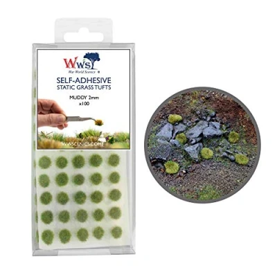 Image of War World Scenics Self Adhesive Static Grass Tufts x 100 Muddy, 2mm Model Railway Wargame Scenery Railroad Modelling Diorama Miniature Hobby Tabletop