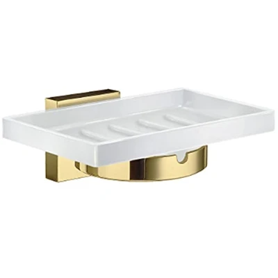 Image of Smedbo Holder with Glass Soap Dish, RV342P House Laqured, Polished Brass Lacquered, 5.2 x 10 17 cm