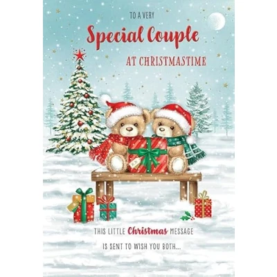 Image of Piccadilly Greetings Christmas Card To a Very Special Couple Traditional bears 9 x 6 inches