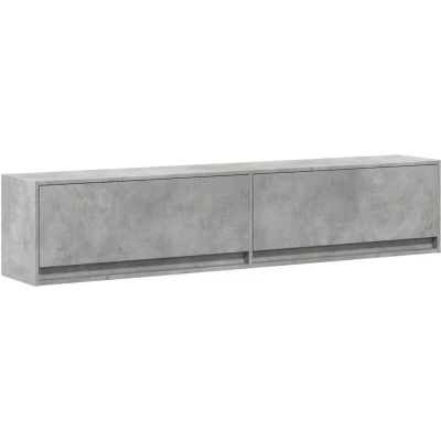 Image of vidaXL TV Wall Cabinet with RGB LED Lights Floating Unit 180 x 31 38 cm Engineered Wood Concrete Grey Ample Storage Living Room/Bedroom