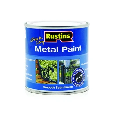 Image of RUSTINS MPBK250 250ml Quick Dry Metal Paint Black