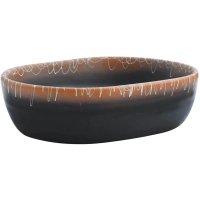 Image of vidaXL Countertop Basin Black and Orange Oval 47x33x13 cm Ceramic