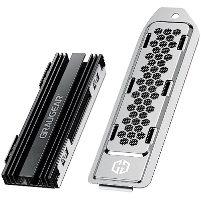 Image of GRAUGEAR Heat sink for SSD M.2 NVMe 2280 compatible with PlayStation 5, PS5 Slim, complete cooling kit dust cover.