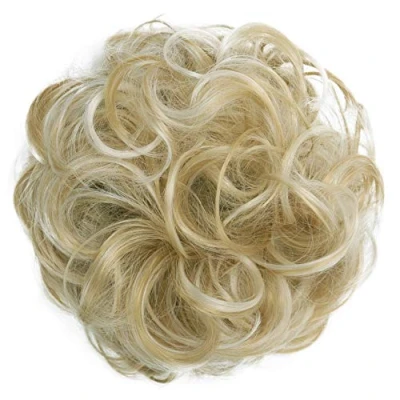 Image of CAISHA Messy Scrunchie Bun Voluminous Wavy Hairpiece Heat resistant Synthetic Fibres Blond Mix G30A