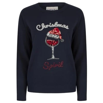 Image of Tokyo Laundry Women&#039;s &#039;Merry Christmas&#039; Santa Wine Sequin Design Novelty Knitted Xmas Jumper