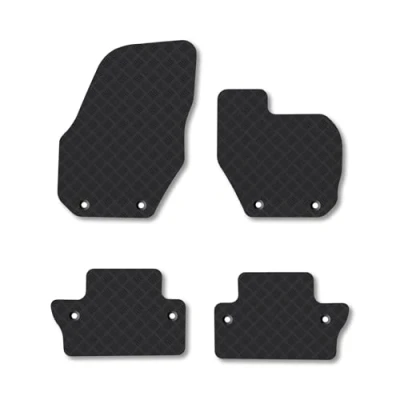 Image of Rubber Car Mats Compatible with Volvo S60 (2010 2018) [Manual] Tailored Fit Floor Set Accessory Black Custom 4 Pieces Clips Anti Slip Backing, Heavy Duty &amp; Waterproof