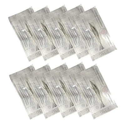 Image of Pinkiou Tattoo Cartridges Needles Disposable Microblading Blades Pack of 10 Eyebrow for Permanent Makeup Machine (5R)