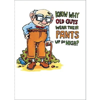 Image of Old Guys Pants! Humorous Bottlecap Greeting Card
