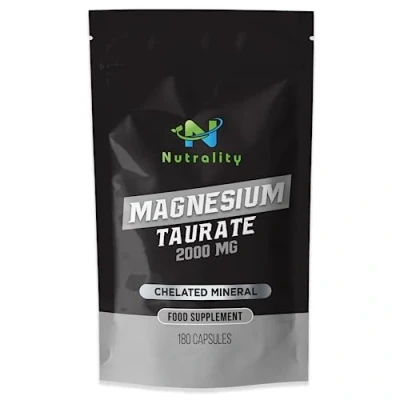 Image of Nutrality Magnesium Taurate Supplement 2000mg Enhanced Absorption, Supports Relaxation, Heart Health &amp; Muscle Function Vegan 180 Capsules