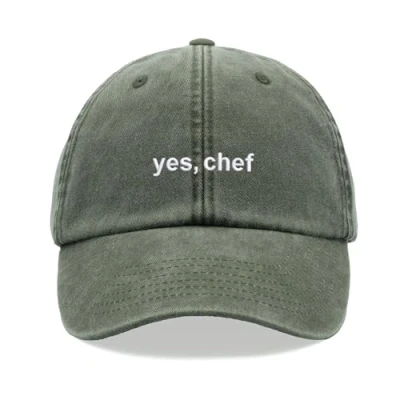 Image of yes, Chef Baseball Cap Vintage Washed Unisex Dad Hat Adjustable BBQ Olive