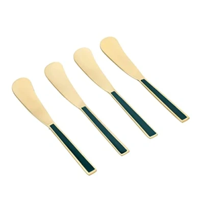 Image of Artesa Enamel Butter Spreader Set Of 4 Green
