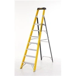 Image of Climb It Glass Fibre Platform Stepladder; 7 Tread; 150kg; Yellow/Black