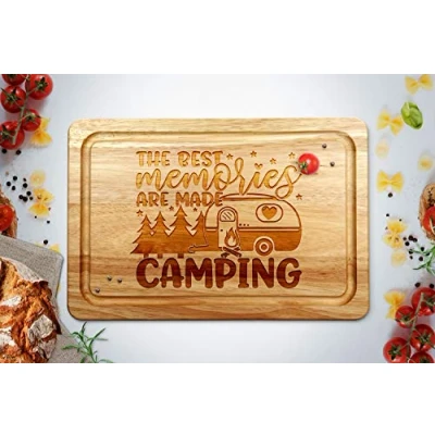 Image of The Best Memories are Made Camping Wooden Chopping Board 30 x 20cm
