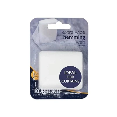 Image of Korbond Extra Wide Hemming Web 60mm x 8m Invisible Mending Tape for Fabric Curtains Iron On Hem NO Sewing Required Adhesive Tape, Webbing