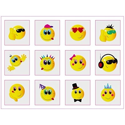 Image of 12 Mini Smiley Face Temporary Tattoos Boys Girls Party Bag &amp; Stocking Fillers by Accessories