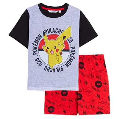 Image of Boys Pokemon Short Pyjamas Grey/Red 13 14 Years