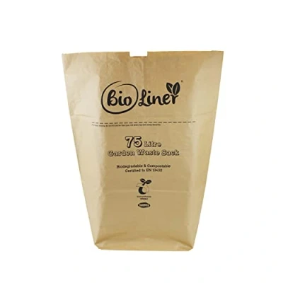 Image of 75 Litre x 40 Paper Garden Waste Sacks Compostable &amp; Biodegradable Liners EcoSack 75L Bags with Composting Guide