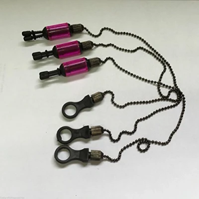 Image of 3 x Carp Coarse Fishing Chain Bite Alarm Bobbings Swingers Indicators BOX (Pink)