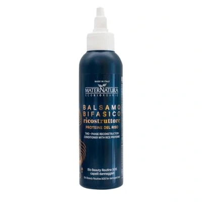 Image of Maternatura, Two phase rice protein repair balm for damaged hair, cleanses and repairs organic beauty routine Made in Italy 150 ml