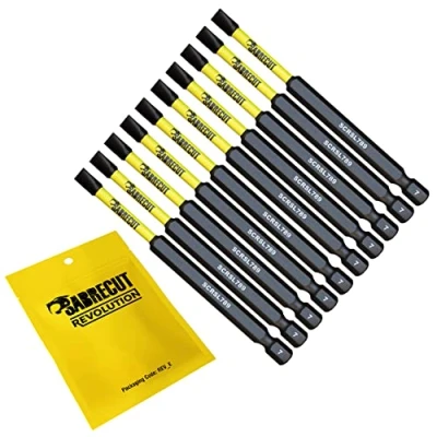 Image of 10 x SabreCut SCRSL789_10 89mm SL7 Slotted Magnetic Impact Screwdriver Driver Bits Set Single Ended Heavy Duty Compatible with Dewalt Milwaukee Bosch Makita and Others